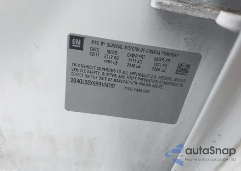 2017 Buick Regal Turbo Sport Touring z USA, uszkodzony, nr VIN 2G4GL5EX9H9164787